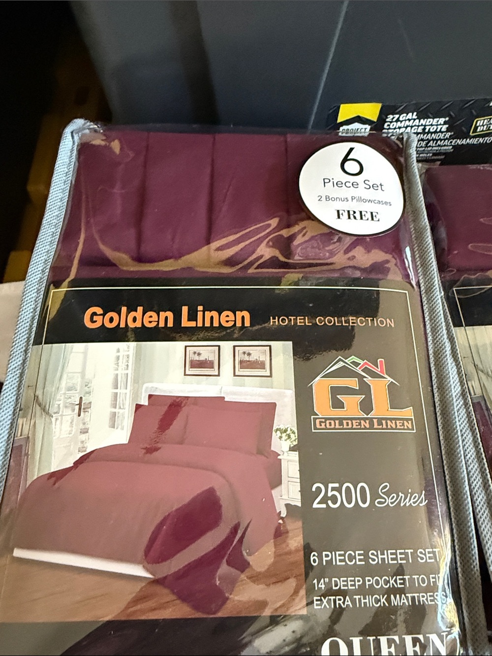 6-Piece Hotel Collection Bedding Set - Wine